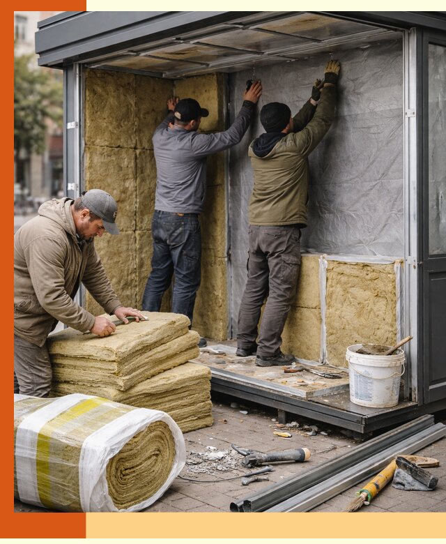 Утепление павильона шаурмы под ключ в Костроме